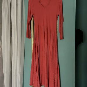 Soft Surroundings Red V-Neck A-Line Dress